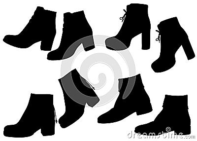 Womens boots and ankle boots in a set Vector Illustration