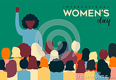 Womens Day card of diverse women group Vector Illustration