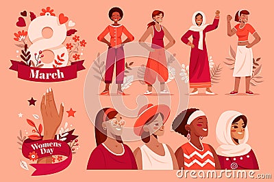 Womens day characters in flat design Stock Photo
