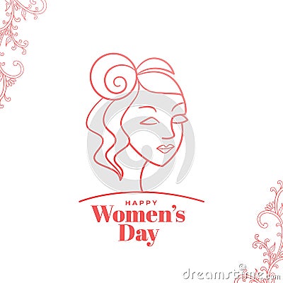 Womens day elegent wishes card in line style Stock Photo