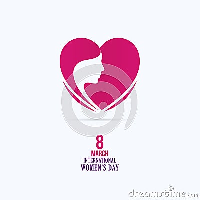 Womens Day poster design, Heart shape with girl face Stock Photo