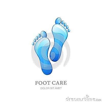 Womens foot care logo, label design. Female sole with clean water texture. Vector Illustration