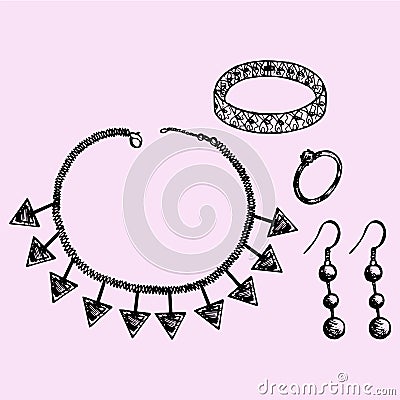 Womens jewelry accessories Vector Illustration