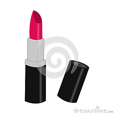 Womens lipstick product with black cup Vector Illustration