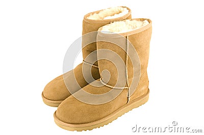 Womens Sheepskin boots Stock Photo
