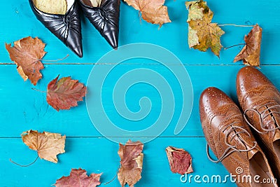 Womens shoes on a painted surface Stock Photo