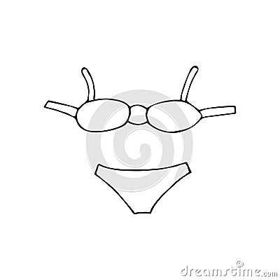 Womens underwear swimsuit in the style of doodle Cartoon Illustration