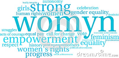 Womyn Word Cloud Vector Illustration