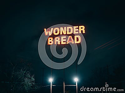 Wonder Bread Sign at night, Columbus, Ohio Editorial Stock Photo