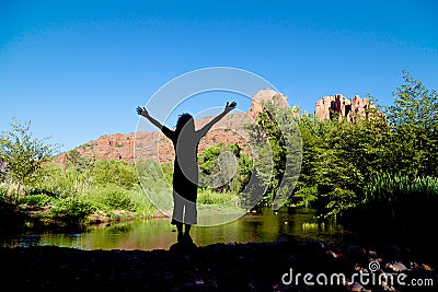 Wonder at Cathedral Rock Stock Photo