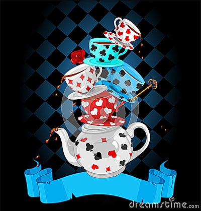 Wonder Tea Party pyramid design Vector Illustration