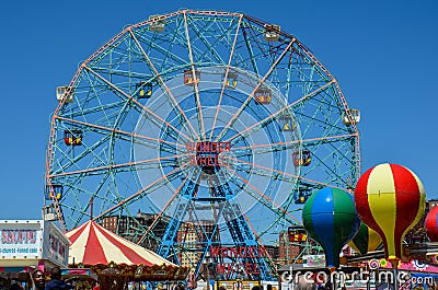 Wonder Wheel ferris wheel at Coney Island Editorial Stock Photo