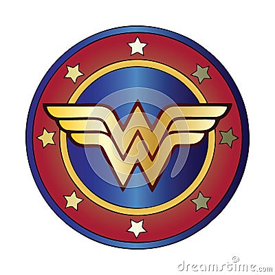 wonder woman logo vector gradient metallic color editorial Vector Illustration