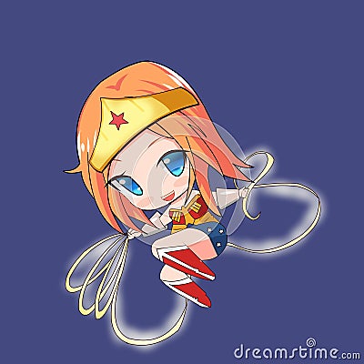 Wonder Wormn - Super hero Girl with truth lasso Vector Illustration