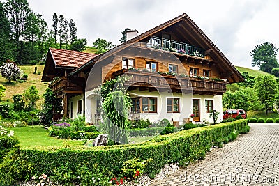 Wonderful alpine classic house Stock Photo