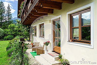 Wonderful alpine classic house Stock Photo