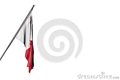 Pretty Malta flag hangs on a in corner pole isolated on white - any celebration flag 3d illustration Cartoon Illustration