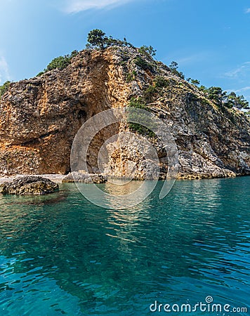 Wonderful beach coast line of The island Cres, Croatia. Adriatic sea Stock Photo