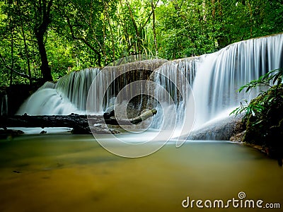 The wonderful beauty of the rain forest and Huai Mae Khamin waterfall Stock Photo