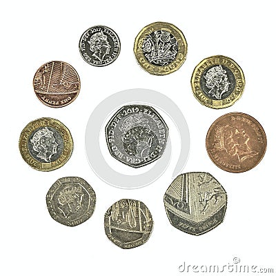 Wonderful British money coins Editorial Stock Photo