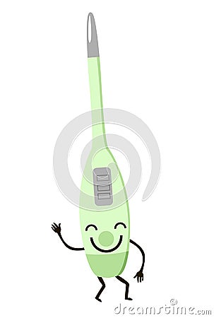 A wonderful child character on the topic of medicine - a thermometer. Thermometer kawaii face. Chat Elements. Doctor Vector Illustration