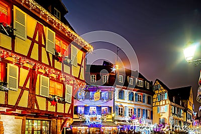 Wonderful Christmas highlighting in Colmar, Alsace, France Editorial Stock Photo