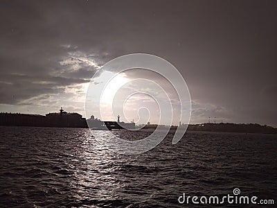 wonderful city on the Neva. view of the Spit of Vasilyevsky Island Stock Photo