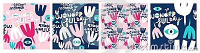 Wonderful Day Abstract Psychedelic Vector Pattern set. Seamless Texture Vector Vector Illustration