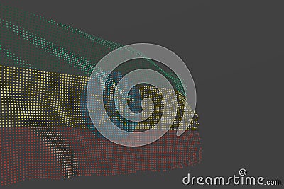 Cute any occasion flag 3d illustration - modern image of Ethiopia isolated flag made of glowing dots wave on grey background Cartoon Illustration