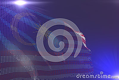 wonderful digital vivid image of Malaysia flag made of dots waving on purple with place for text - any holiday flag 3d Cartoon Illustration
