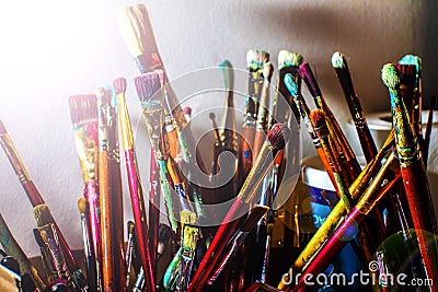 Artistic paintbrushes Stock Photo