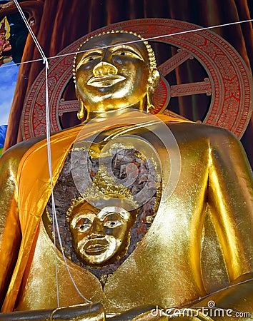 Wonderful face of the ancient of Buddha in the Buddha. Editorial Stock Photo