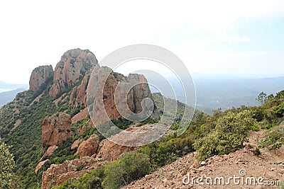 Wonderful landscape of the Esterel Mountain in French Riviera, Var, France. Stock Photo