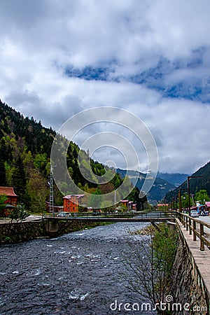 Wonderful landscape of the Uzungol in the city of Trabzon, 22 april 2018 Stock Photo