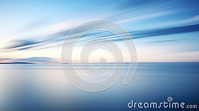 Wonderful peaceful sunset at the sea, seascape background, tender and natural colors. Neural network AI generated Stock Photo
