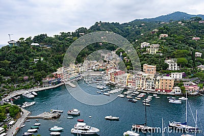 The wonderful Portofino seen from above Editorial Stock Photo