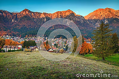 Wonderful Prahova valley in autumn, Busteni, Transylvania, Romania, Europe Stock Photo