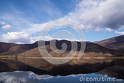 Wonderful scenery by the lake Zazari, Florina, Greece Stock Photo