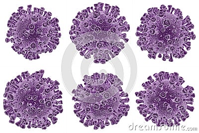 Wonderful set with the image of bacteria isolated on a white background purple coronavirus Stock Photo