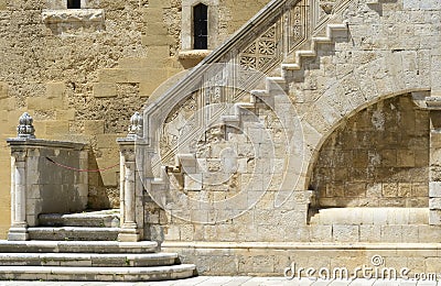 Wonderful stone staircase in the courtyard of the Swabian castle Stock Photo