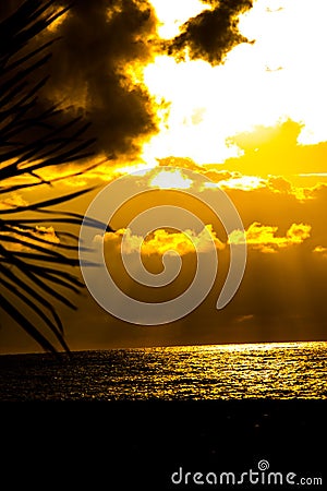 Wonderful sunset above the Black sea looking from the coast Stock Photo