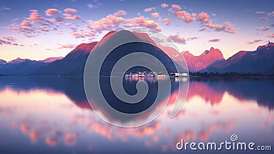 Wonderful sunset view of Romsdalfjord near Andalsnes in Norway Stock Photo