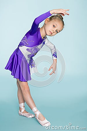 Wonderful sweet girl seven years dancing Stock Photo