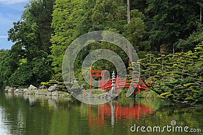 Oriental park with wunderful trees Stock Photo