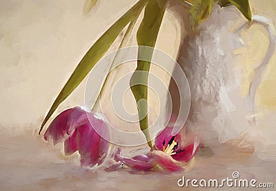 wonderful tulips in a vase in the romantic style Stock Photo