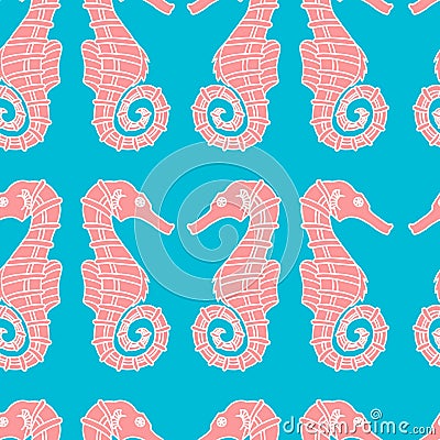 Wonderful vector seamless pattern of seahorses Vector Illustration