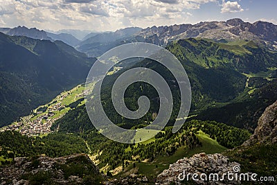 Wonderful view of Val Di Fassa . Dolomites. Italy Stock Photo