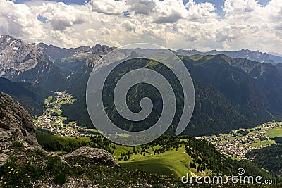 Wonderful view of Val Di Fassa . Dolomites. Italy Stock Photo