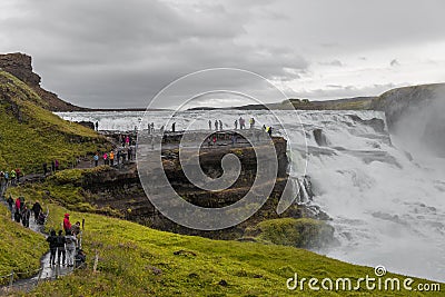 Wonderful waterfall Gullfoss in Iceland, summer time Editorial Stock Photo