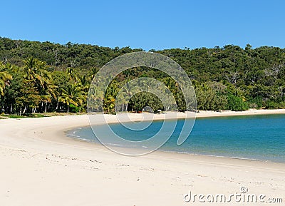 The Wonderful White Sand Fishermen`s Beach Contrasting With The Turquoise Ocean On Tropical Great Keppel Island Queensland Austra Stock Photo